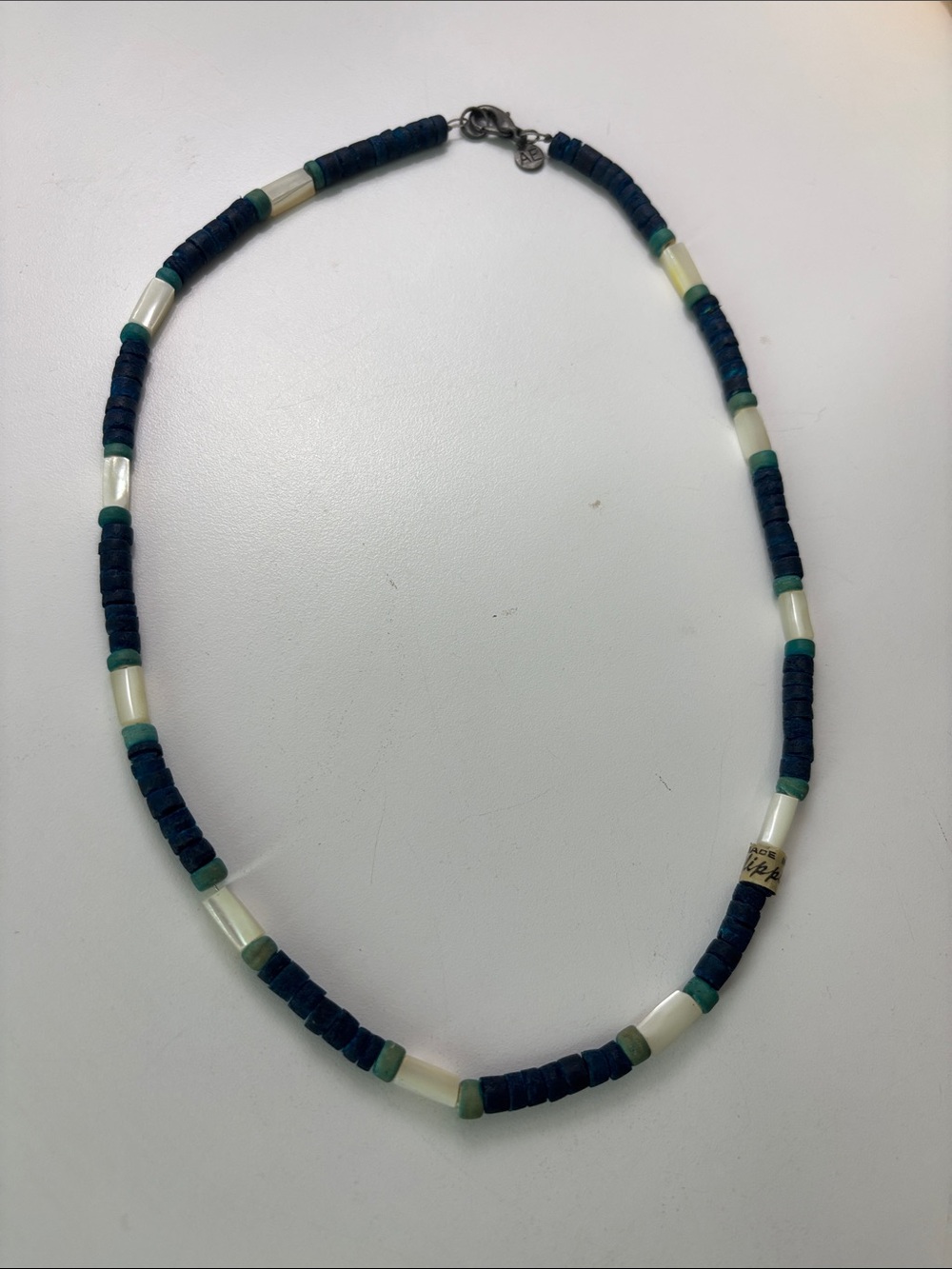 American Eagle Outfitters Blue Cream Beaded Necklace Coastal Boho
